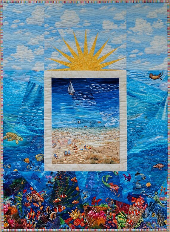 Quilt beach pattern scene quilts ocean arched version window pdf sampaguita patterns through seashore quilting panel scenes quilted soon coming