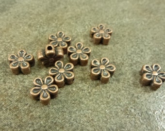 20pc. Copper Flower Spacers 7mm Antiqued Copper Metal Bead