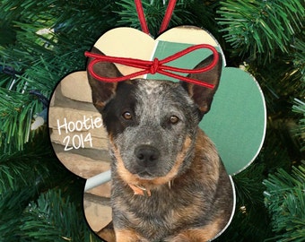 Personalized pet dog or cat photo ornament - paw print photo ornament personalized pet ornament PPPO