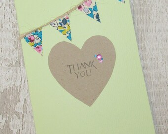Liberty Print Fabric Bunting Thank You Card