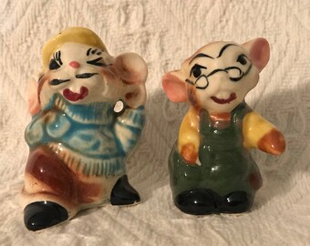 Vintage Anthropomorphic Mouse Salt And Pepper Shakers, Salt & Pepper Shakers, Mouse Salt and Pepper, Mice
