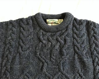 Vintage Aran Crafts Irish Wool Fisherman Sweater XSmall