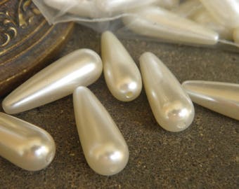 Pur Vintage 70's : lot de 2 longues perles acrylique 30x10mm idéal création boucles d'oreilles perles vintages