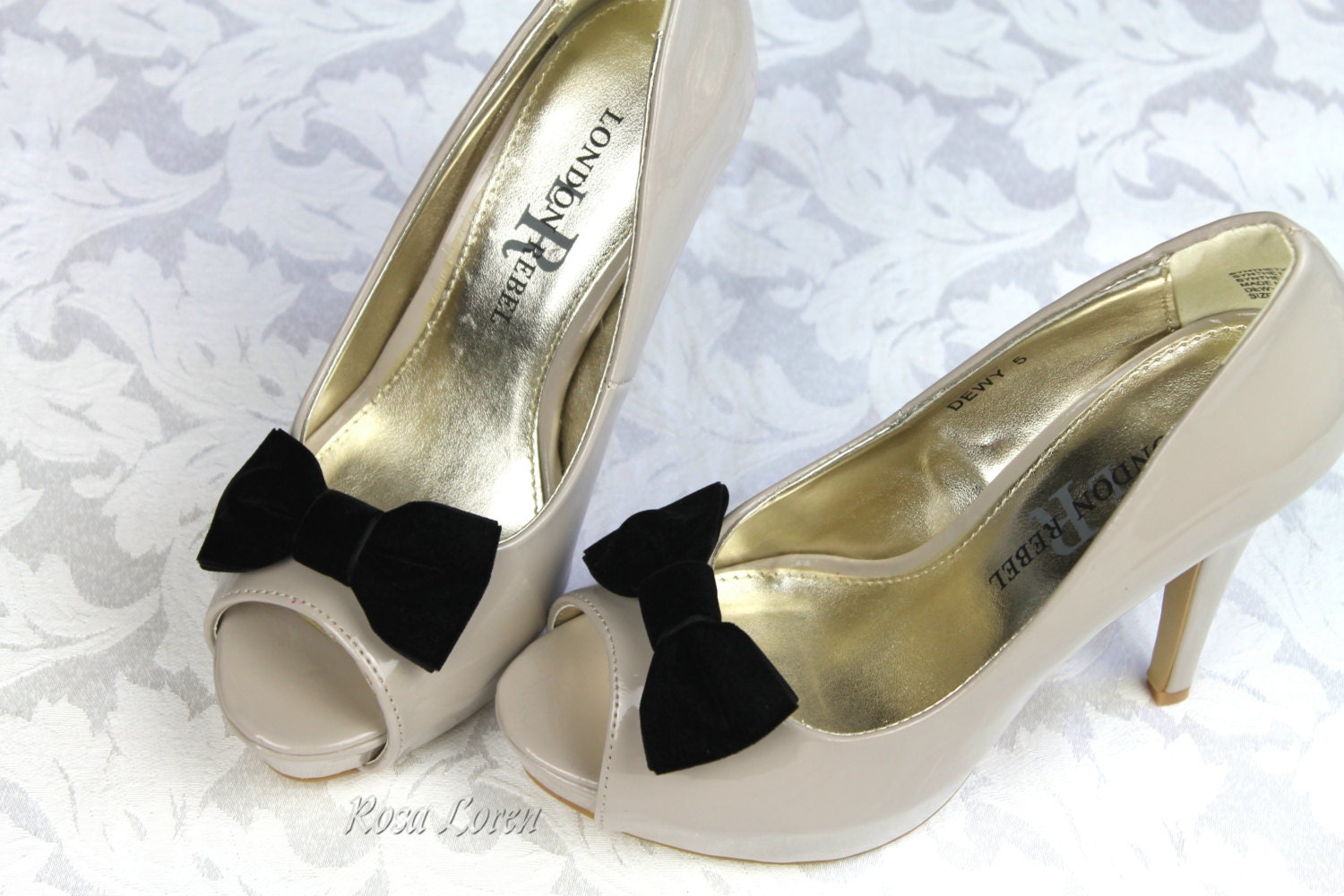 Black Velvet Shoe Clip Black Velvet Bow Shoe Clips Retro Pin