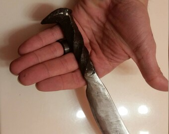 Hand forged vintage railroad spike knife barn find for you to finish or use as is.
