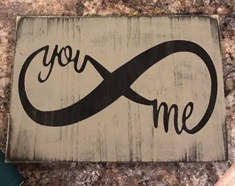 You/Me Infinity 18x12 Wood sign