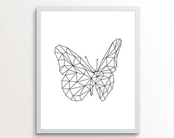 Line Art Drawing Print Wall Butterfly Decor College Line Art Drawing Print Wall Butterfly Decor College