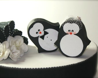 Penguins Wedding Cake Topper Penguin Winter Wedding