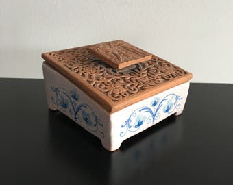 Vintage, Spanish Trinket Box, Ceramic Trinket Box,Jewelry Box, Keepsake Box