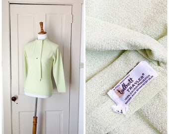 Spring Dew 1960s Long Sleeve Pistachio Green Knit Sweater with Tie Detail