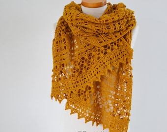 MARIGOLD, Crochet shawl pattern, pdf