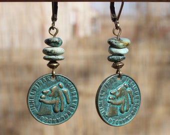 Turquoise Earrings Dangle Drop Earrings Boho Earrings Bohemian Earrings Boho Jewelry Bohemian Jewelry Birthday Gift for her Gift for women