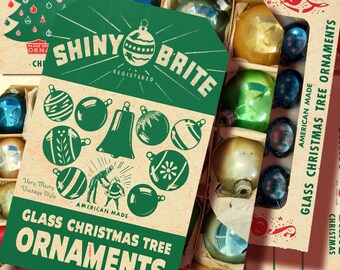 Shiny Brite Christmas Gift Tags Instant Download digital printable tags n110