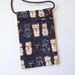 Pouch Zip Bag NAVY BLUE Japanese CAT Fabric. Cell Phone Pouch. Maneki Neko, lucky cats Walkers, markets, travel small cat purse. 6.75x4.25"