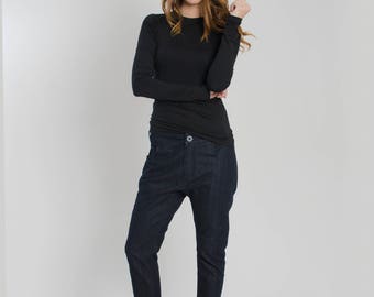 Cotton women pants Casual denim pants Navy blue pants Posh office trousers Chic women trousers Casual pants Cotton pants Posh pants office