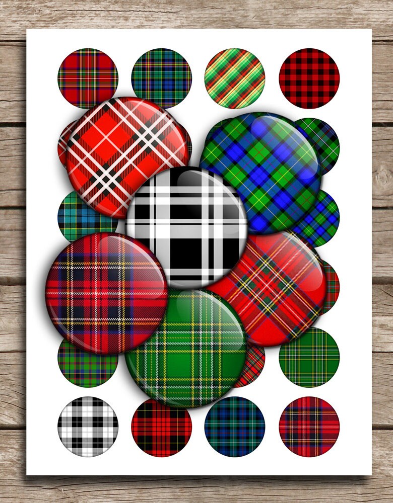 Plaid Patterns 10mm 12mm 14mm 16mm Printable Tartan circle