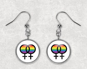 Lesbian Earrings/ Lesbian Symbol Jewelry/ Gay Pride Jewelry/ Gay Earrings/ Rainbow Jewelry/ Rainbow Earrings/ LGBTQ Jewelry/ Pride Earrings