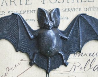 Bat Brass Stamping, Gothic Jewelry, Black satin Finish, Bats, Brass Stampings, jewelry and craft supplies, made in the usa