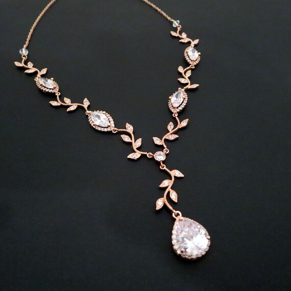 Bridal necklace Rose Gold necklace Rose gold bridal jewelry