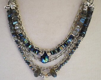 necklace, labradorite necklace, spinel necklace, gray necklace, bohemian necklace, boho chic necklace, summer trends, gift for her, purple