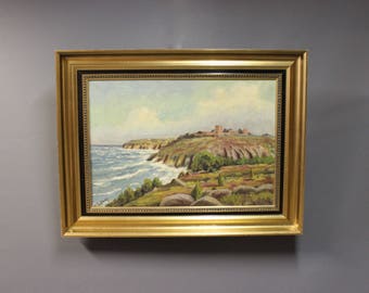 Oil painting on canvas of coast landscape