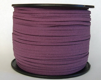 Faux Suede Cord Lace Cord Leather Flat Plum 3x1.5mm-20ft