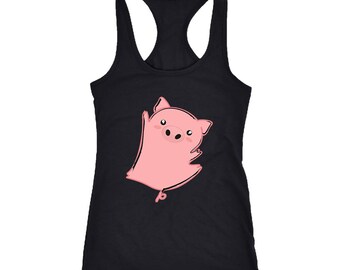 Pig Racerback Tank Top Shirt. Funny Pig shirt. Pig lover gift.