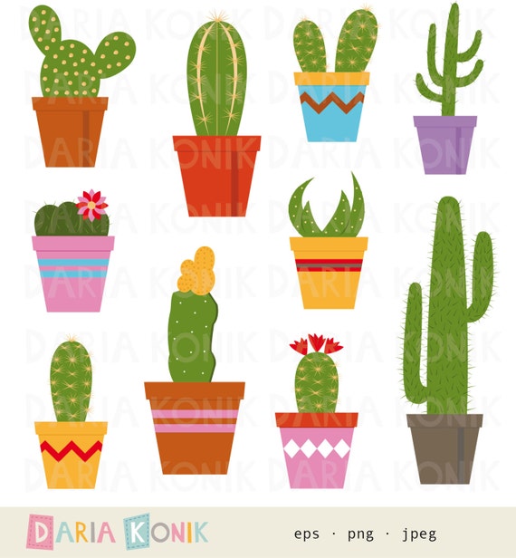 Kaktus Clip Art Set-Clip Art botanisch Pflanzen Clip Art