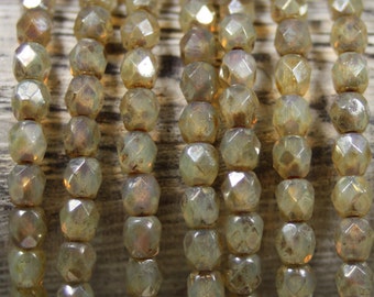 Czech Glass Beads, 4mm Fire Polish, Faceted Round, 50 Beads