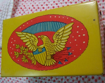 yellow patriotic recipe file box