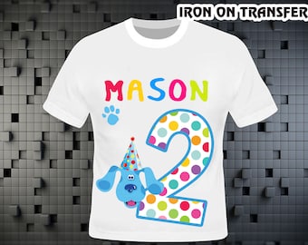 Blue Clue Iron On Transfer , Blue Clue Birthday Shirt DIY , Blue Clue Party , Blue Clue , Boy Birthday Shirt , Persolalize Name,Digital File