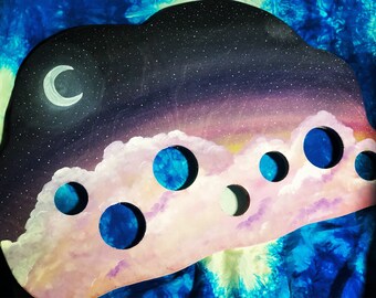 Moonlight Cloud Birch Ply Handpainted Wall Hanging for Scarves, Playsilks- Waldorf, Montessori