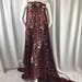 Luxurious burgundy sequins embroider on a vintage mesh lace.Wedding/Bridal/Prom/Nightgown fabric.-dresses-Sold by the yard.