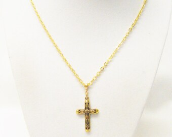 Gold Plated Cross in Cross Pendant Necklace