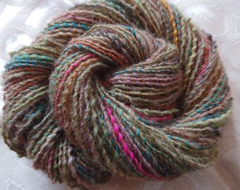 Fall Garden handspun merino, coopworth, silk and mohair yarn, 110 yards, sport weight.