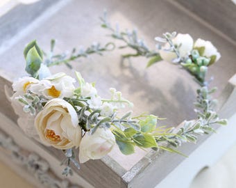 Flower Crown, Hair Vein / Sylvia Ranunculus Peony Silk Flower // Wedding / Prom / Bridesmaids / Flower girl / Baby / Adult