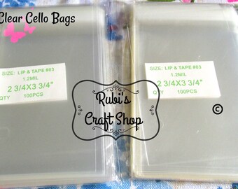 Clear Cello Bags 2 3/4 X 3 3/4' Lip & Tape 100 Per Pack - Clear Packaging Bags - Cello Bags -Packaging Bags- Self Seal-Self Adhesive