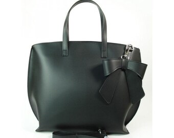Beautiful Big Black Shopper Bag from Vera Pelle out of Genuine Italian Leather