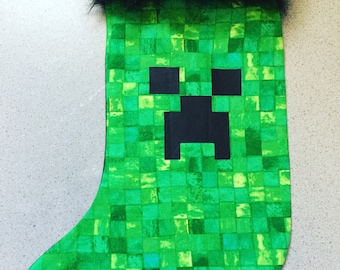 Christmas Stocking Minecraft Creeper inspired