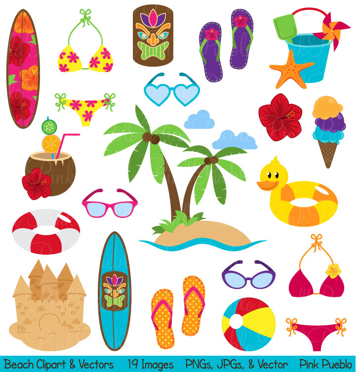 Beach Clipart Clip Art Summer Vacation Travel Clipart Clip