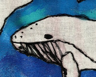 Zoological Board "Cetacea" hand embroidery