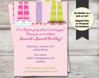 sleepover birthday party slumber party invitations overnight