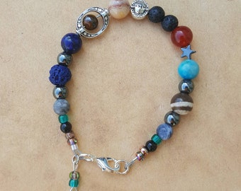 Solar System Bracelet/Planet Bracelet/Gemstone Bracelet: includes free poetry by L.L.(llmusings)-celestial jewelry