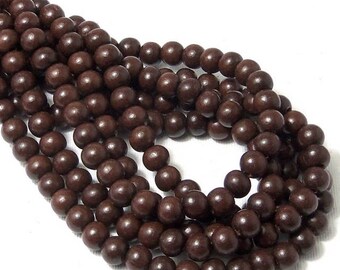 Magkuno Wood Bead, 8mm, Very Dark Brown, Round, Small, Smooth, Natural Wood Beads, 16 Inch Strand - ID 1372-VDK