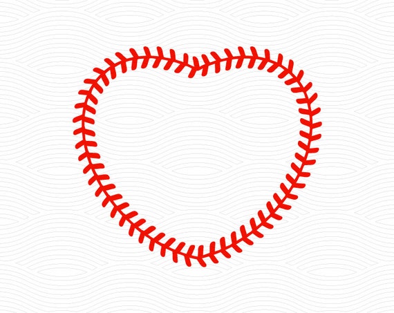 Baseball Stitch Heart Monogram Frame (SVG, EPS, DXF Studio3) Cut Files ...