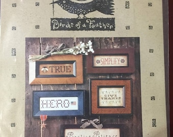 APRILSALE Birds of a Feather "Words" cross stitch pattern OOP