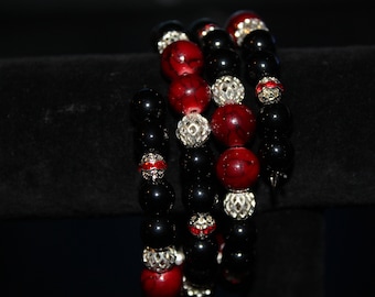 Midnight red memory wire bracelet