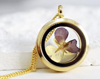 Pansy Gold Plated Locket Necklace (VIK-71)