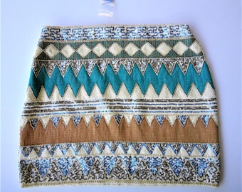 English Rose Sequin Geometric Design Skirt - Size Small - NOS