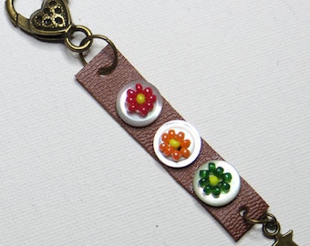 Keychain leather, Pearl, rock - #619